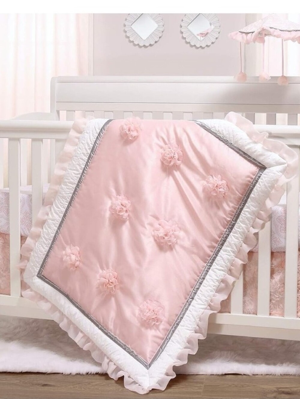 The Peanutshell Pink Arianna Crib Quilt for Baby Girls